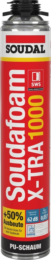 [SD-154776] Soudal Soudafoam Gun X-tra 1000 B2 Profi-Pistolenschaum Grau 870 ml